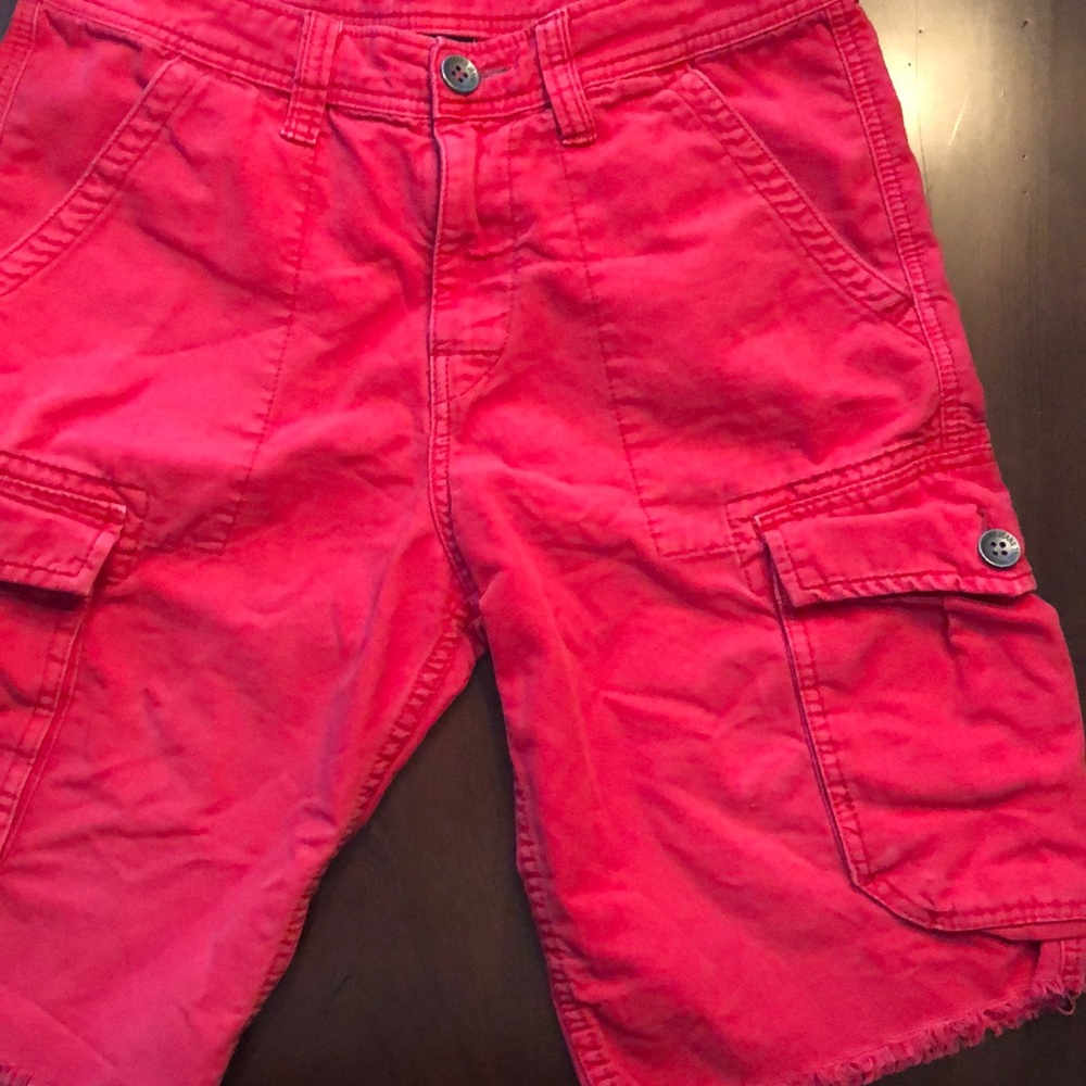 Red cargo shorts
